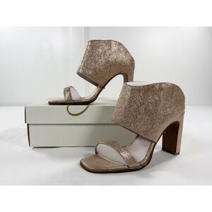 42 Gold Linx Rose Gold Scaly Metal Textured Block Heel Sandals Women's 10 New